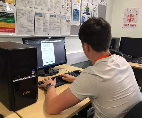 A student working on a computer