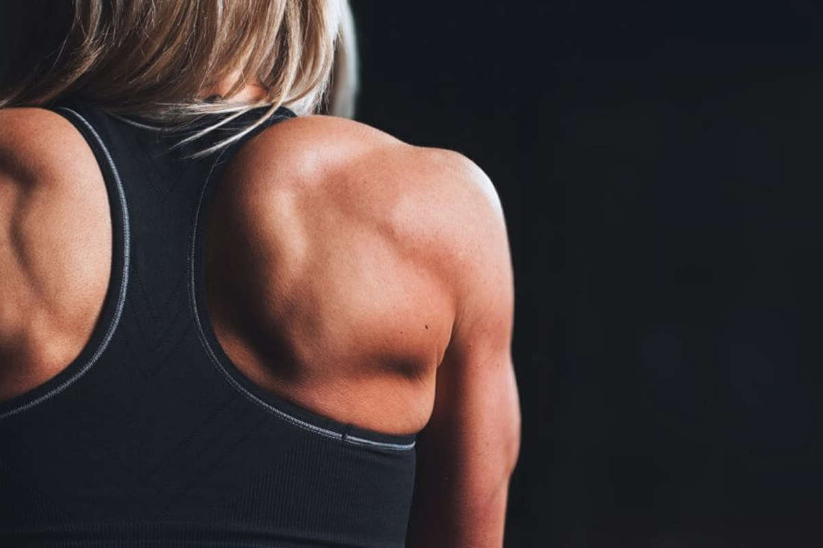 a woman's toned muscular back